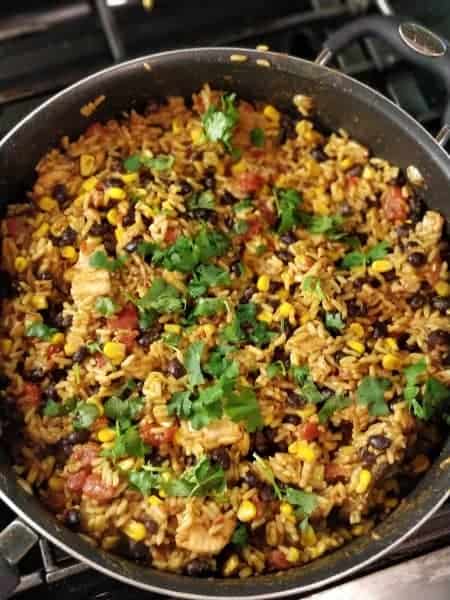 Spanish Rice in a pan
