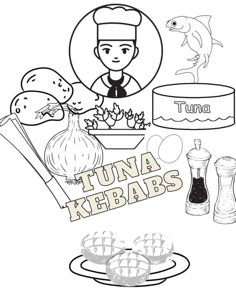 Tuna kebabs coloring page