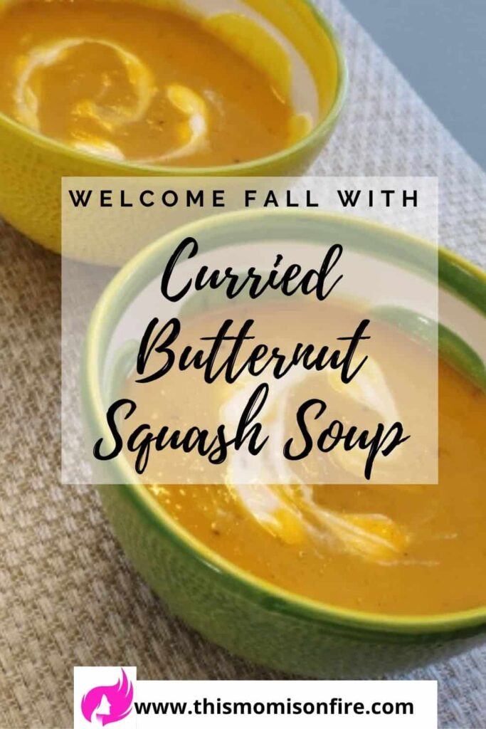 a bowl of curried butternut squash soup