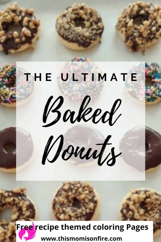Picture of different flavors of baked donuts. This is a PInterest pin.