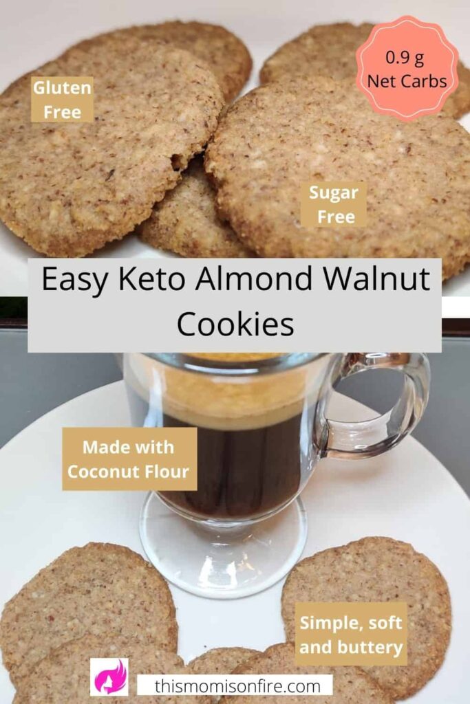 Buttery soft and easy to make Keto almond walnut cookies are gluten-free, sugar-free and low carb