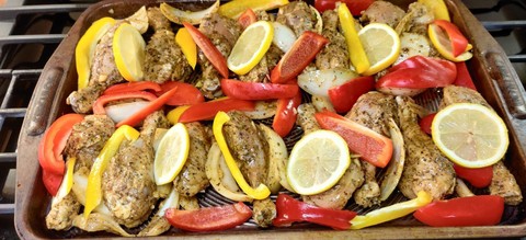 Easy Lemon Sheet Pan Chicken with Peppers
