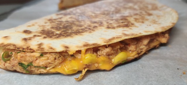 Quesadillas made with rotisserie chicken, vegetables and cheese