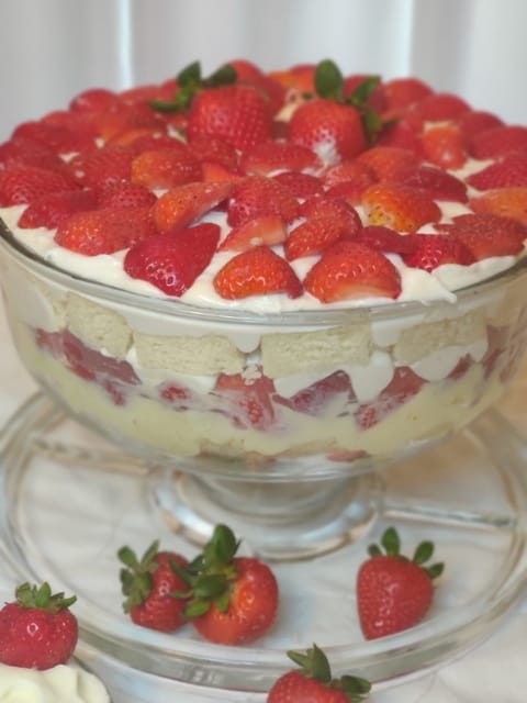 strawberry trifle in a bowl