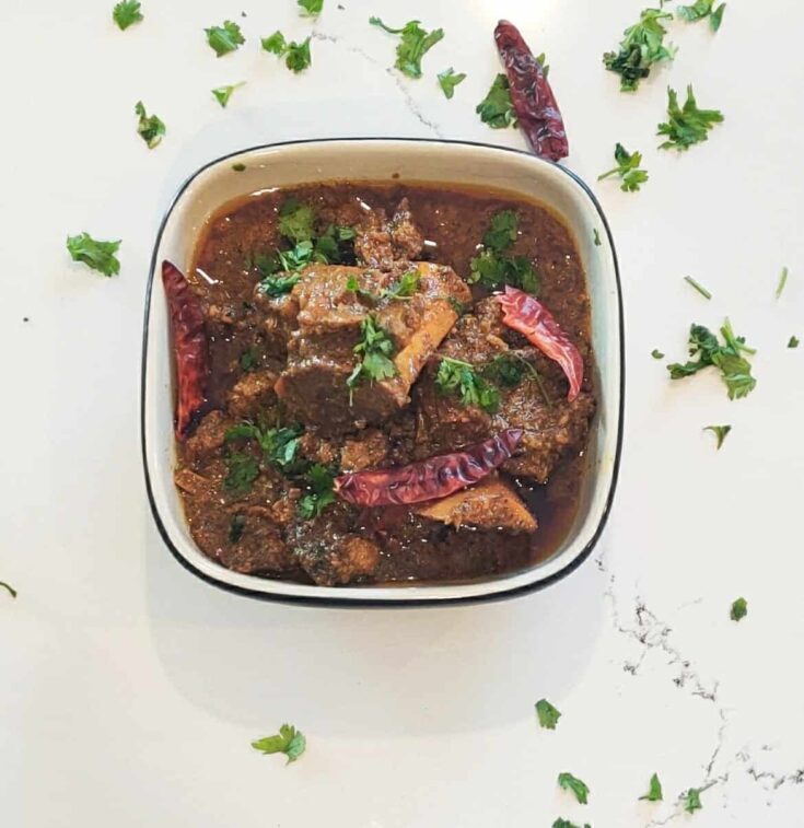 lamb curry in a bowl