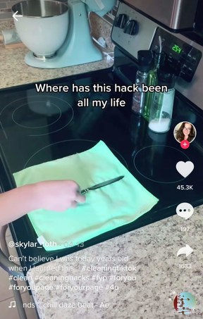 A TikTok cleaning hack shows how to clean the sides of the oven