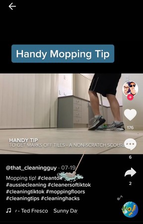 A TikTok cleaning hack shows how to clean floors while mopping
