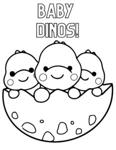 baby dinos coloring page has three babies in a hatched egg