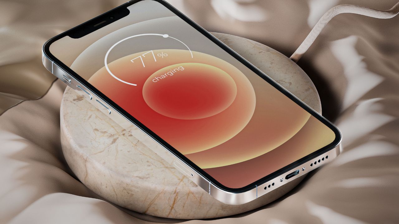 Elnova charging stone with cell phone charging on top