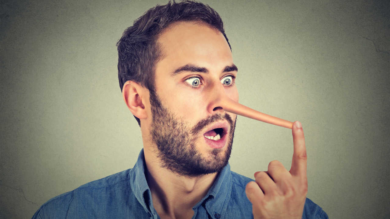 man has a long nose from lying