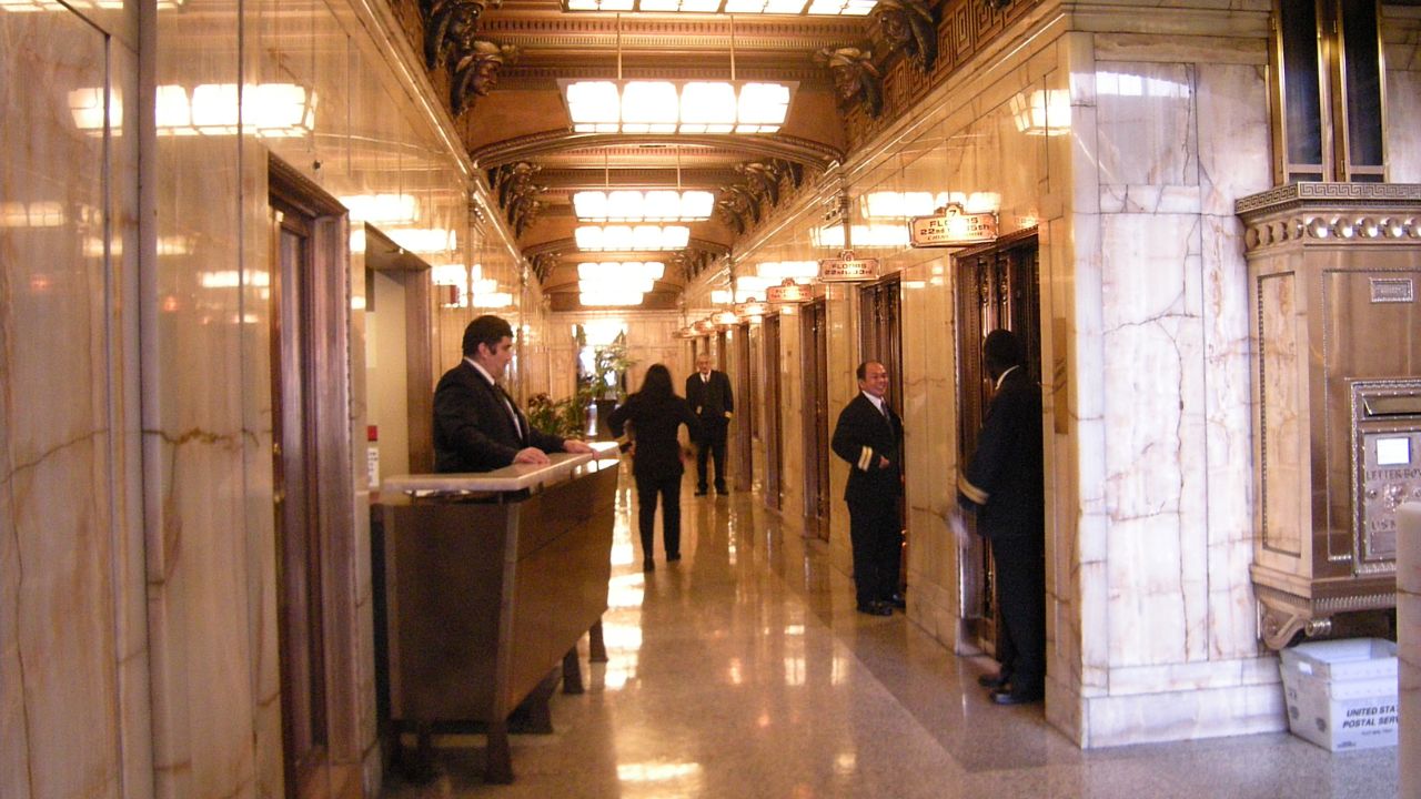 Elevator attendants at Smith Tower 