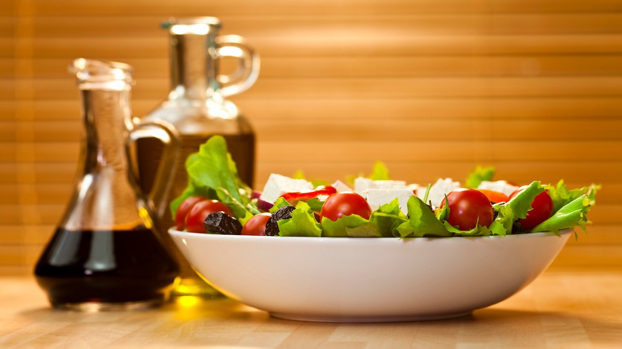 Balsamic vinegar with a salad