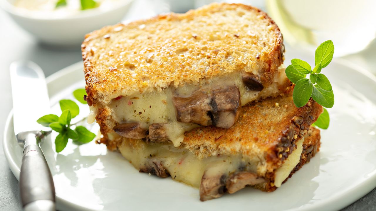 grilled cheese and mushroom sandwich