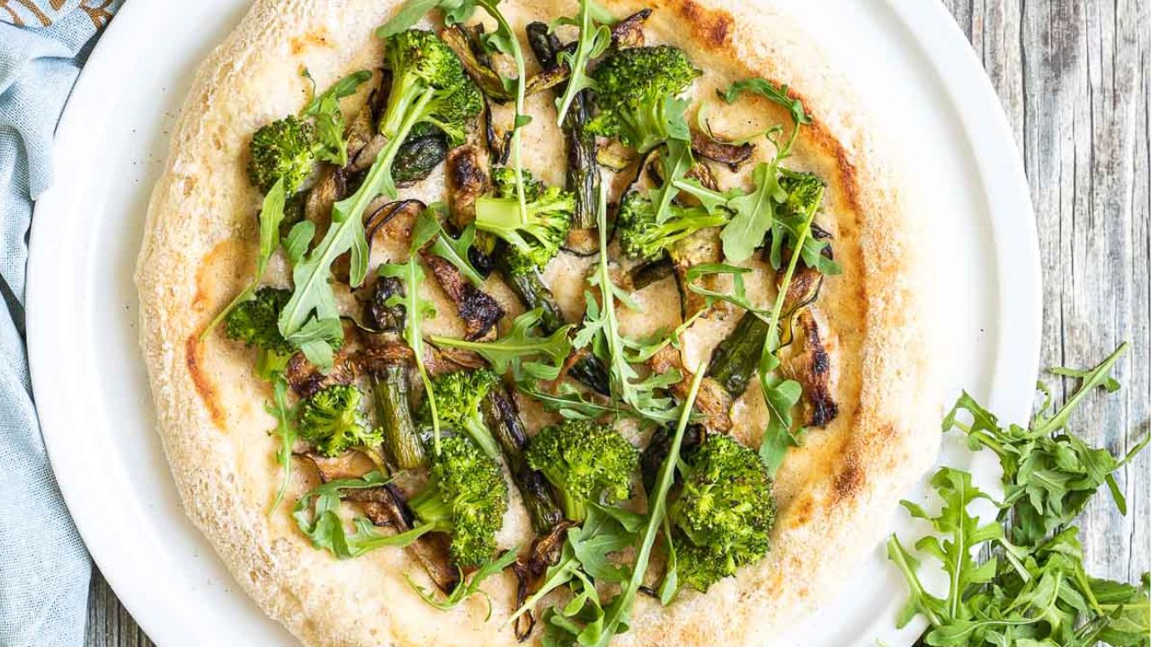 vegan white pizza on a plate