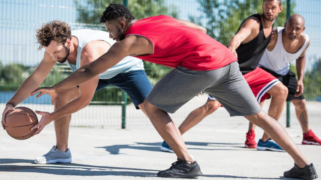men playing basketball