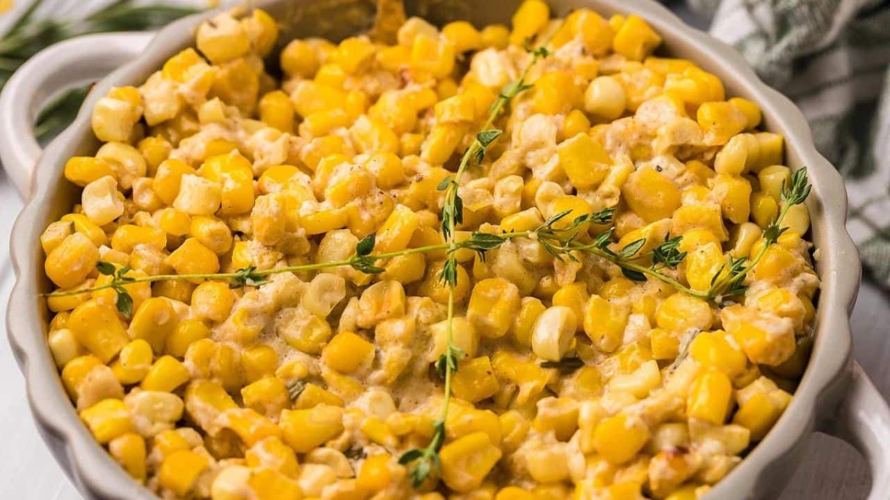 gouda and cream cheese corn in a pot